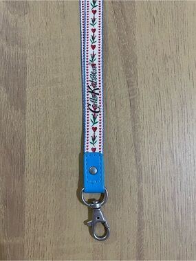 Cath Kidston Heart Floral Lanyard Keychain Wristlet Strap Blue Red